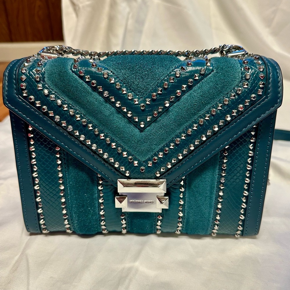 Michael Kors Whitney Teal/Silver Shoulder Bag